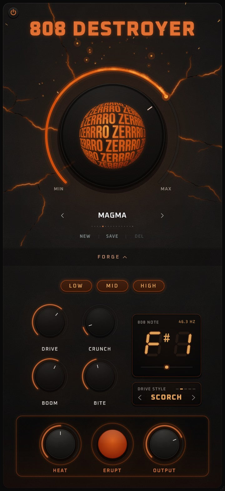 808 DESTROYER interface with FORGE open