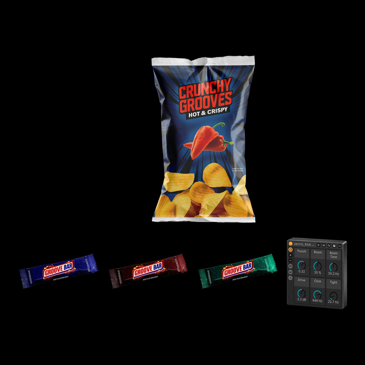 GROOVE Bundle: Crunchy Grooves, Groove Bar 1-3 and the Kick Punch rack