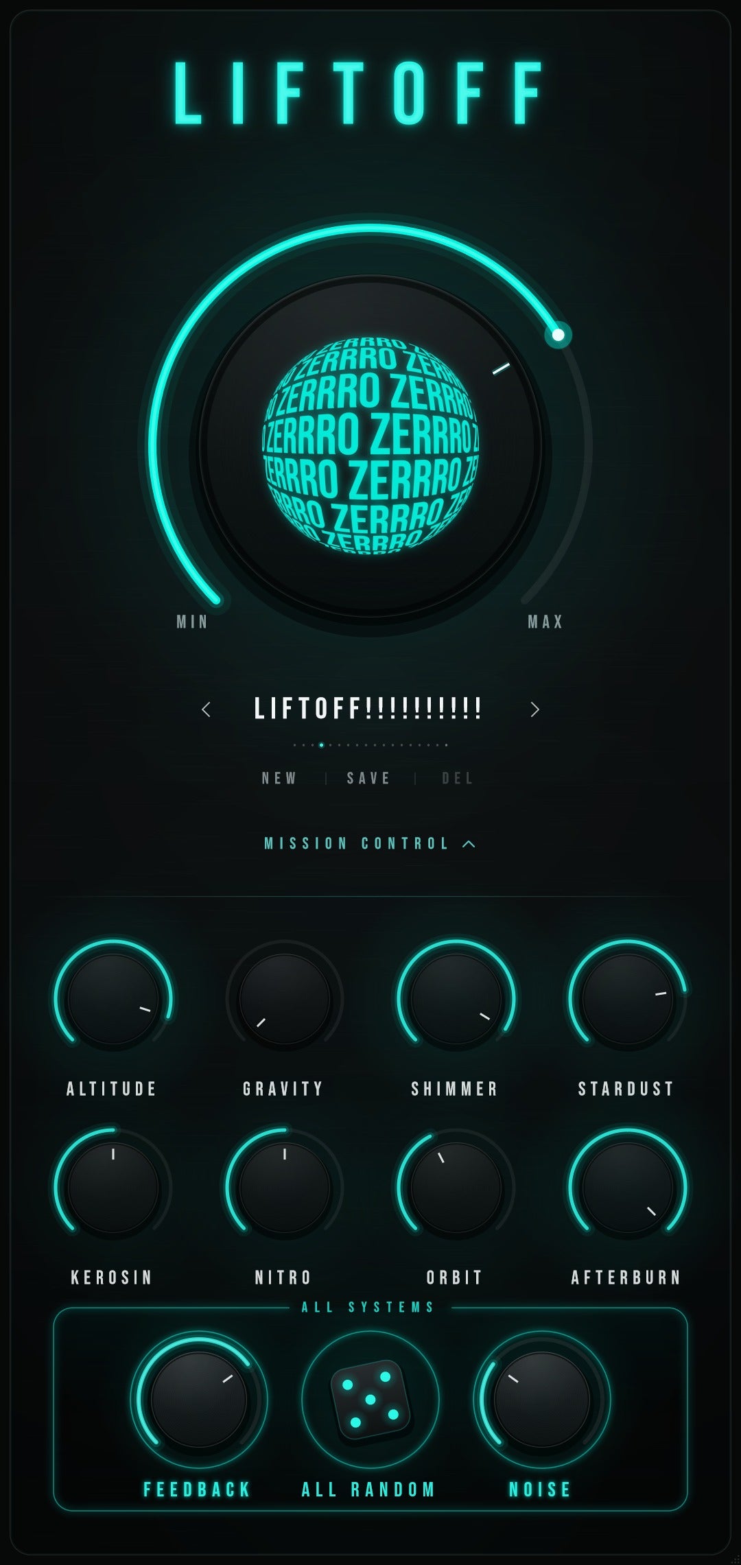 LIFTOFF interface with Mission Control opened